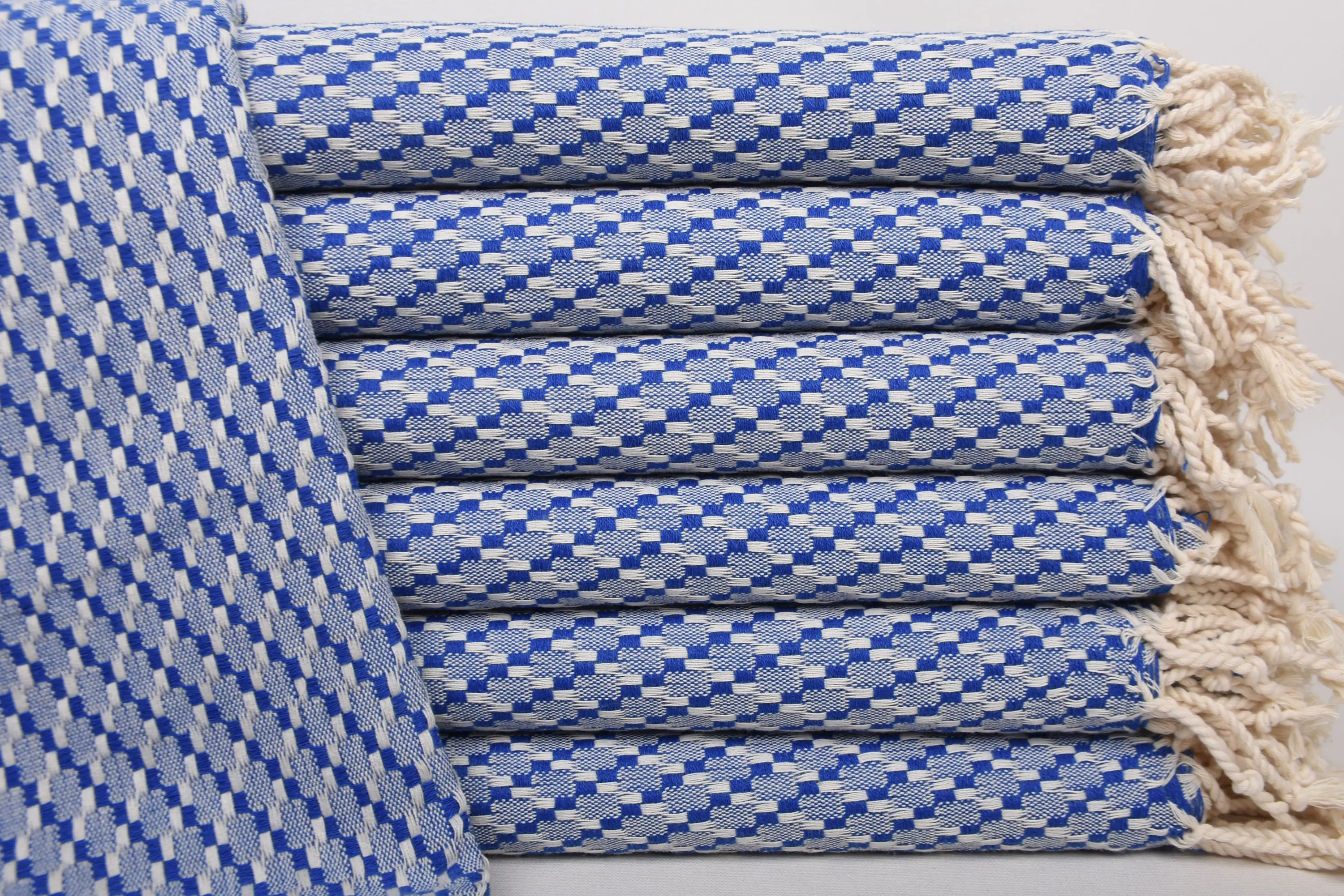 Bridesmaid Geometric Sax Blue Towel, Organic Cotton, 67x40 Inches - 1