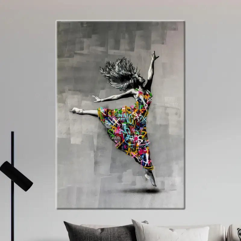 Lienzo abstracto moderno: Graffiti de mujer Banksy Lámina artística