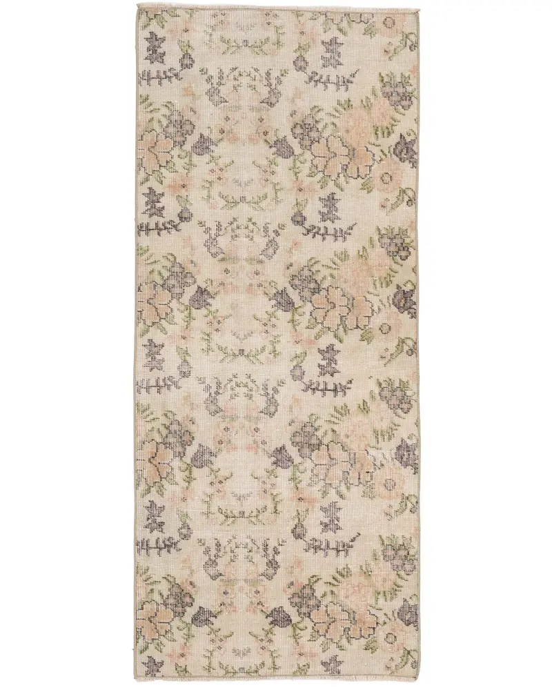 Eleganter beige-grüner Ikat-Teppich, 2,2 x 5,1 Fuß, schickes Dekor