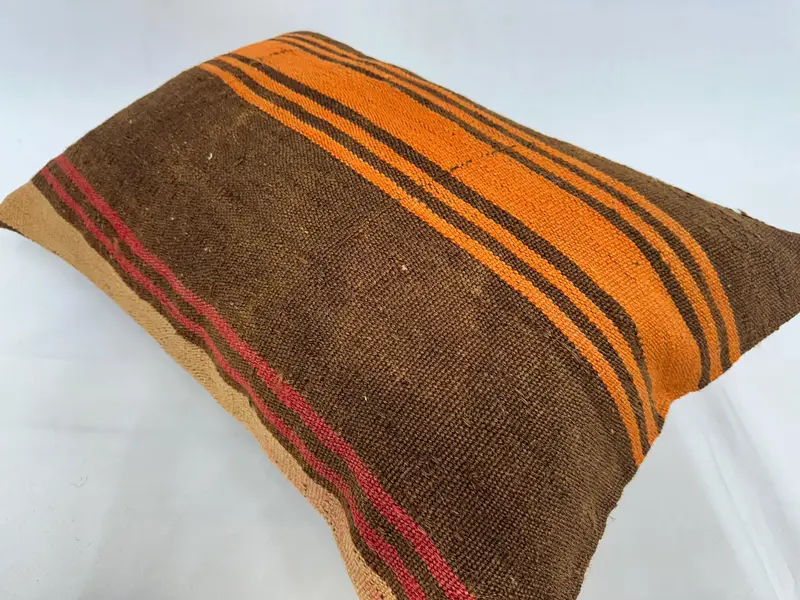 20x28 Brown Pillow Sham, Turkish Kilim Pillow, Ethnical Kilim Rug Pillow, Boho Pillow Sham Cover, Handwoven Pillow Cover, Pillow Cover - 6