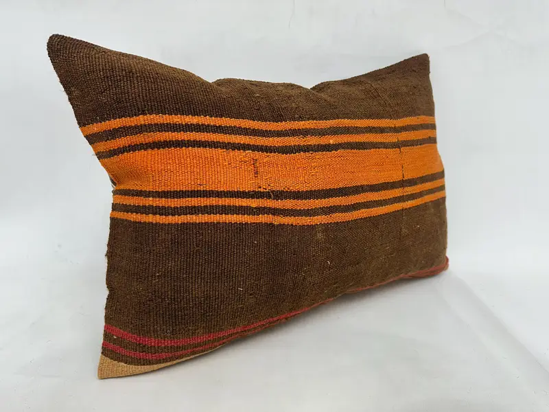 20x28 Brown Pillow Sham, Turkish Kilim Pillow, Ethnical Kilim Rug Pillow, Boho Pillow Sham Cover, Handwoven Pillow Cover, Pillow Cover - 3