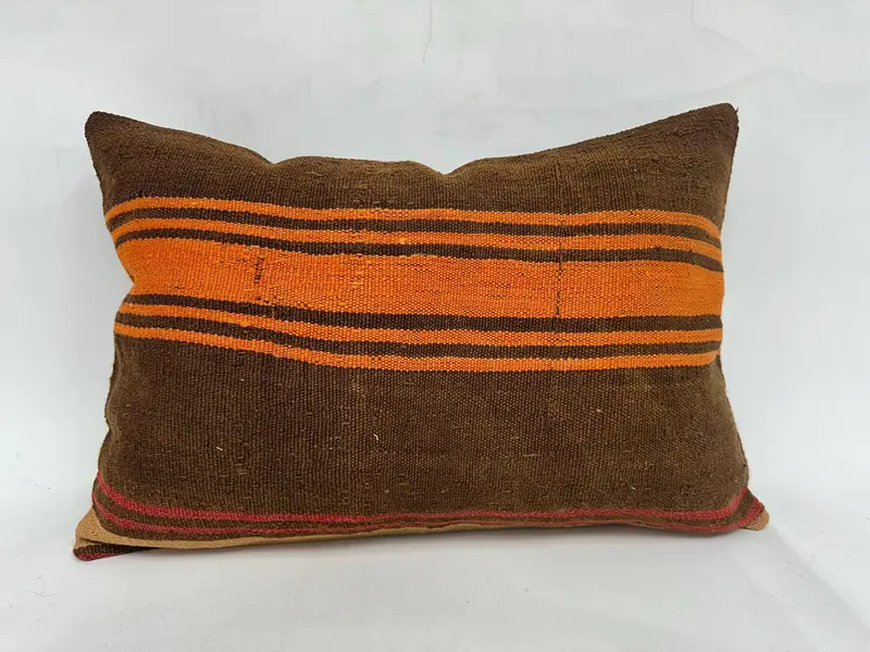20x28 Brown Pillow Sham, Turkish Kilim Pillow, Ethnical Kilim Rug Pillow, Boho Pillow Sham Cover, Handwoven Pillow Cover, Pillow Cover - 1