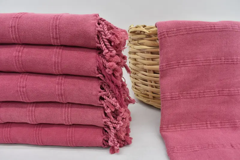 Personalized Turkish Towel Fuchsia Stonewashed Organic Cotton, 70x40 Inches