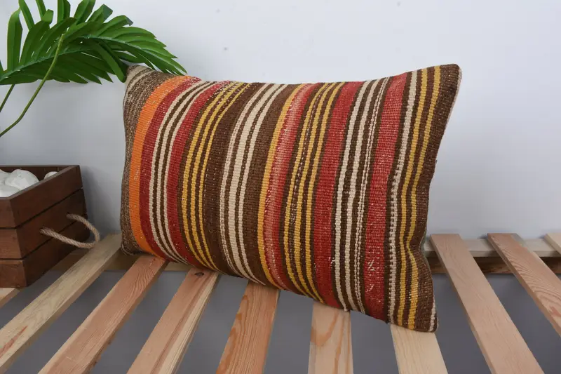 Cushion Cover, 12x20 Yellow Pillow Sham, Decorative Bolster Pillow Case, Sustainable Pillow, Home Decor Pillow, Boho Pillow, Vintage Pillow - 5