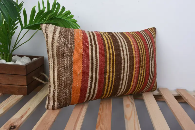 Cushion Cover, 12x20 Yellow Pillow Sham, Decorative Bolster Pillow Case, Sustainable Pillow, Home Decor Pillow, Boho Pillow, Vintage Pillow - 4