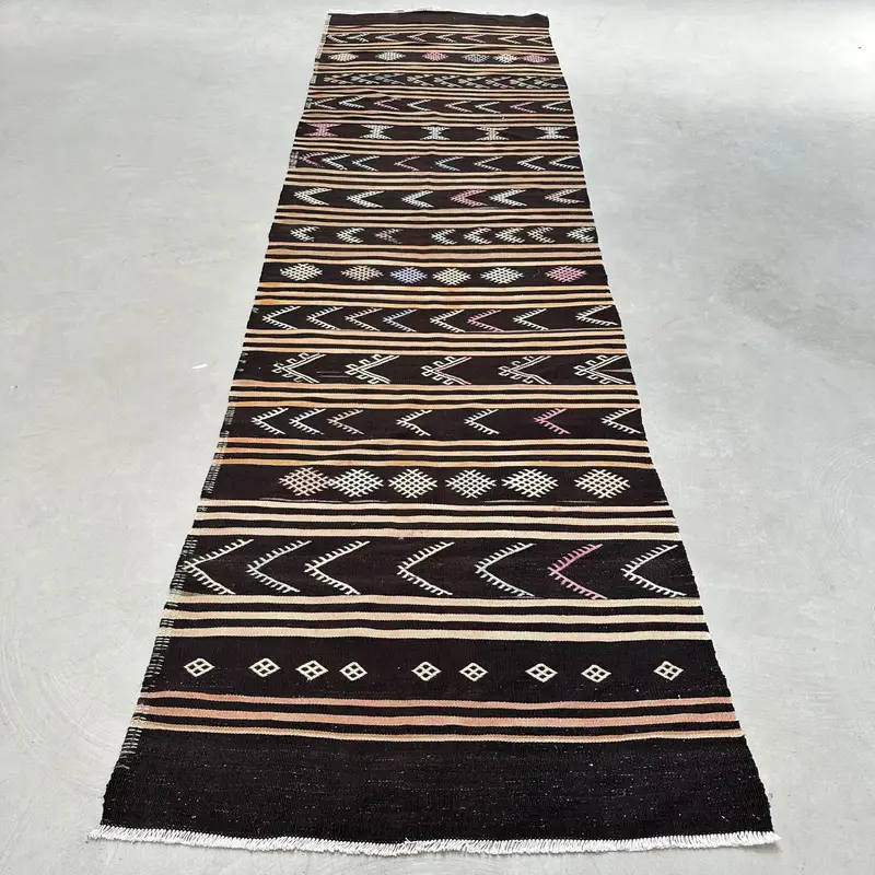 Zarif Kahverengi Ombré Halı, 3,3x12,4 ft Şık Dekor