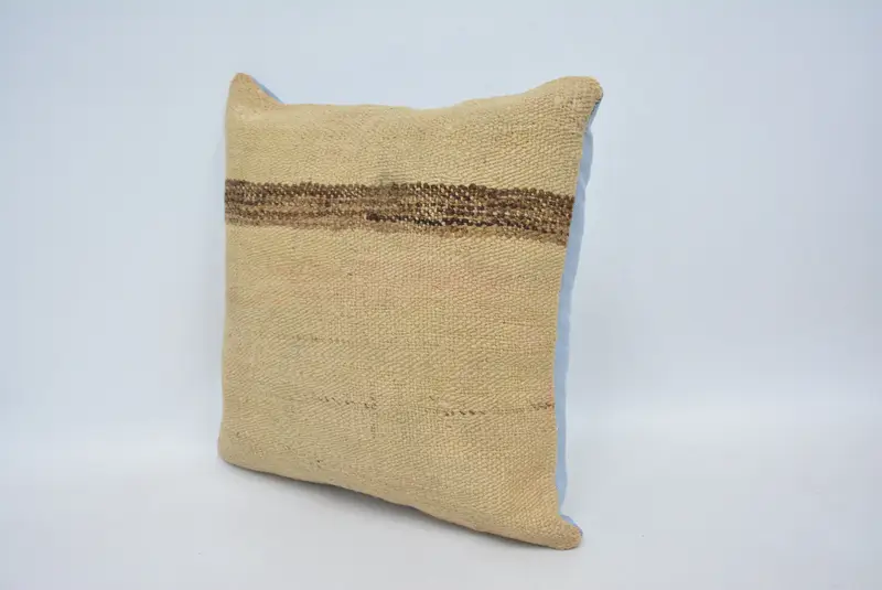 Pillow Case, Office Chair Pillow Case, Boho Pillow Sham Cover, Handwoven Pillow Cover Cushion, Pillow for Couch, 14x14 Beige Pillow, Antique Pillows - 4