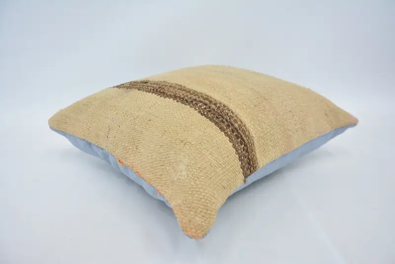 Pillow Case, Office Chair Pillow Case, Boho Pillow Sham Cover, Handwoven Pillow Cover Cushion, Pillow for Couch, 14x14 Beige Pillow, Antique Pillows - 6
