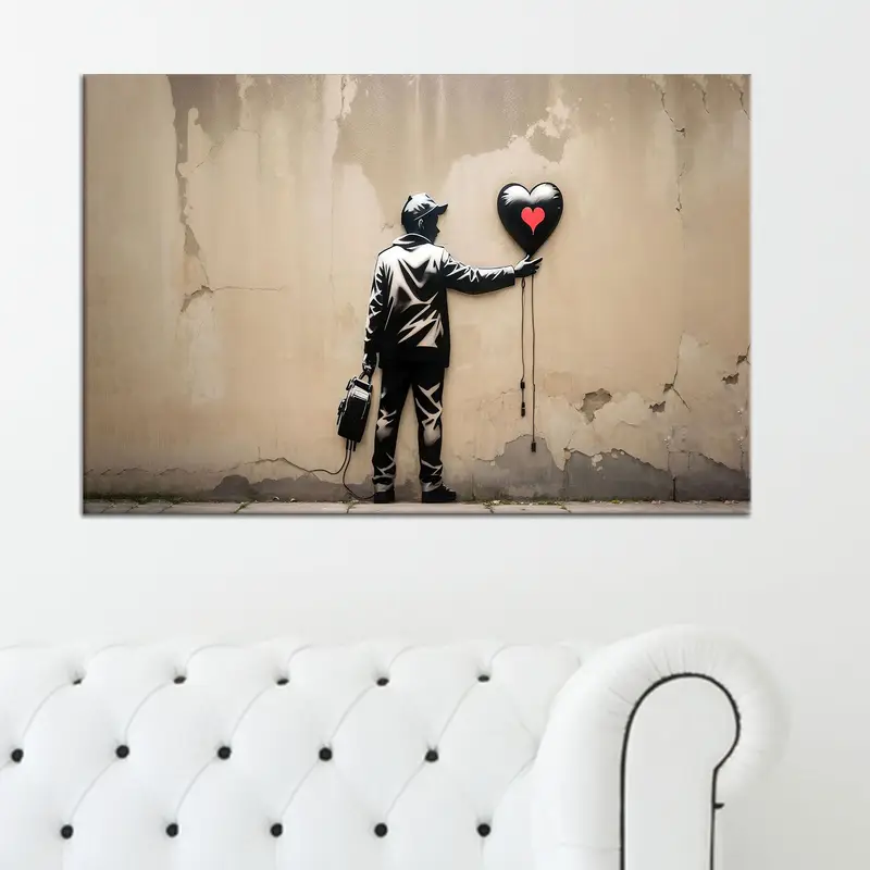 エレガントなグラフィティ キャンバス: バルーン アート プリントの少年