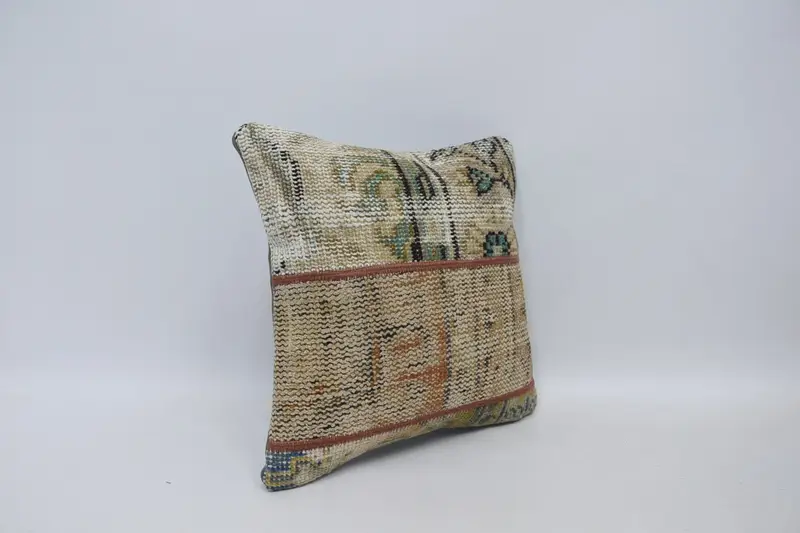 16x16 Beige Cushion Cover, Vintage Kilim Pillow, Pillow, Kilim Pillow Cover, Aesthetic Cushion Case, Pillow for Sofa - 3