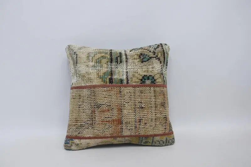 16x16 Beige Cushion Cover, Vintage Kilim Pillow, Pillow, Kilim Pillow Cover, Aesthetic Cushion Case, Pillow for Sofa - 1