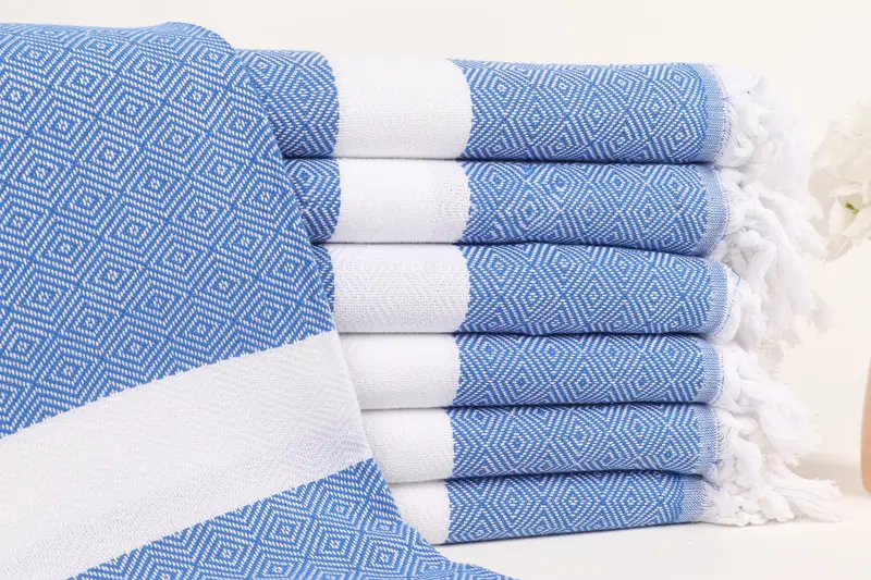 Personalized Turkish Beach Towel Sax Blue 40x71 Inches Organic