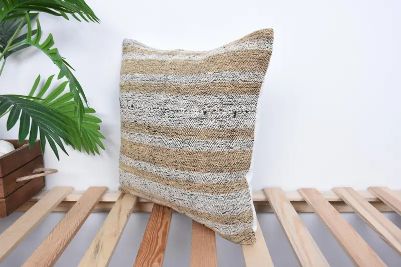 16x16 White Pillow Case, Turkish Kilim Pillow, Vintage Pillow Case, Gift Pillow, Neutral Pillow, Boho Pillow, Pillow - 5