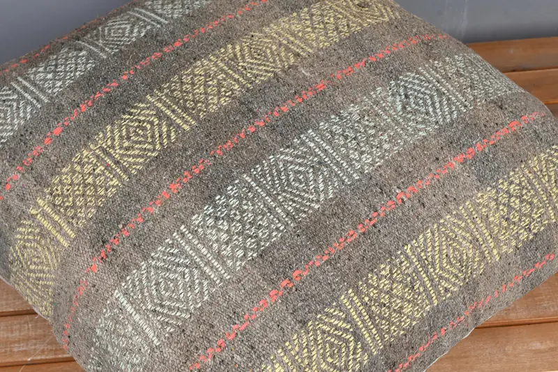 Traditional Pillow Sham, Kilim Pillow Cover, 24x24 Yellow Pillow, Pillow for Couch, Retro Cushion, Cushion, Kilim Cushion Sham - 3