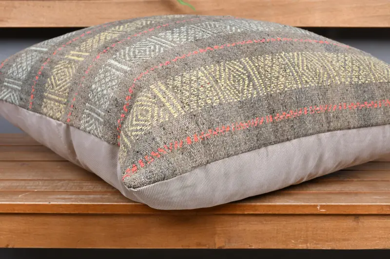 Traditional Pillow Sham, Kilim Pillow Cover, 24x24 Yellow Pillow, Pillow for Couch, Retro Cushion, Cushion, Kilim Cushion Sham - 4