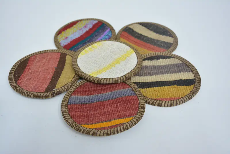 Bohemian Round Coaster, Red and Orange Ethnic Coaster