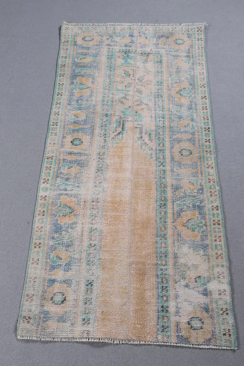 Elegant Green & Yellow Persian Rug, 2.4x5.1 ft