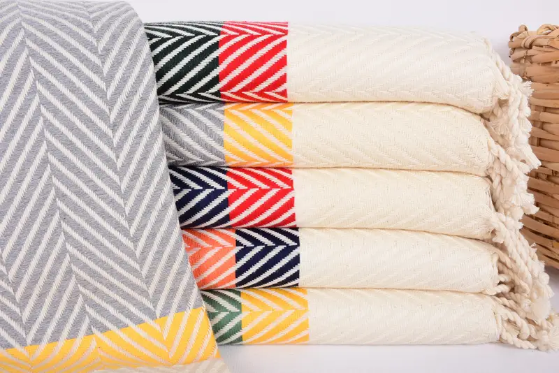 Personalized Monogram Beach Towel, Organic Cotton, Red-Navy Stripes, 83x38 Inches