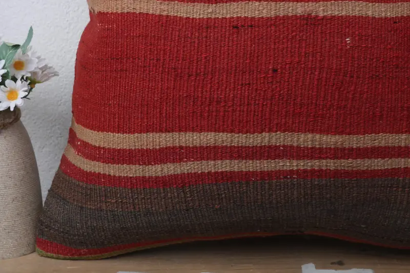 Turkish Kilim Pillow, Ethnic Pillow, Pillow Case, 20x20 Red Pillow Case, Throw Kilim Pillow, Toss Pillow, Home Decor Pillow - 3