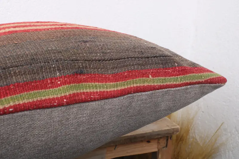 Turkish Kilim Pillow, Ethnic Pillow, Pillow Case, 20x20 Red Pillow Case, Throw Kilim Pillow, Toss Pillow, Home Decor Pillow - 6
