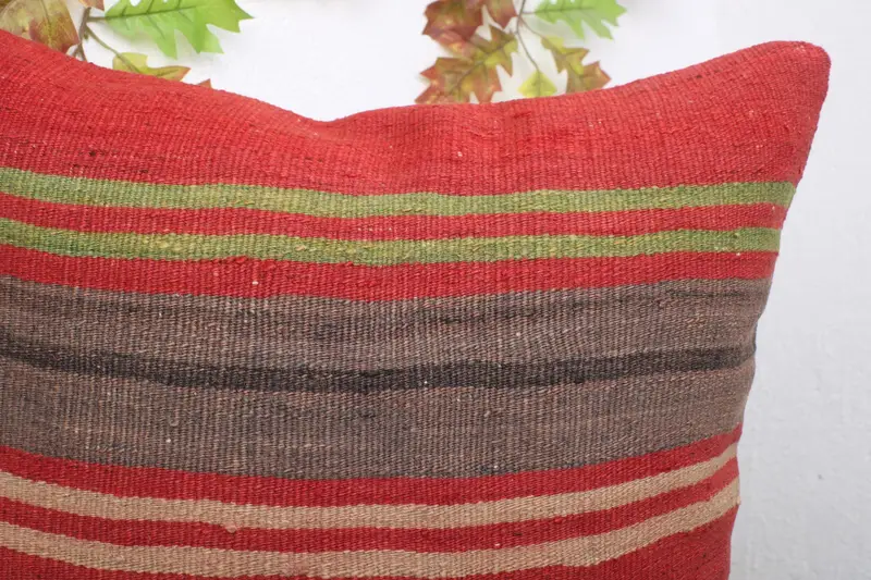 Turkish Kilim Pillow, Ethnic Pillow, Pillow Case, 20x20 Red Pillow Case, Throw Kilim Pillow, Toss Pillow, Home Decor Pillow - 5
