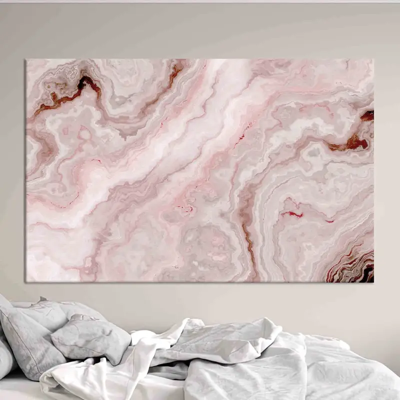 モダンな大理石の抽象キャンバス: エレガントな装飾用のピンクのプリントアート