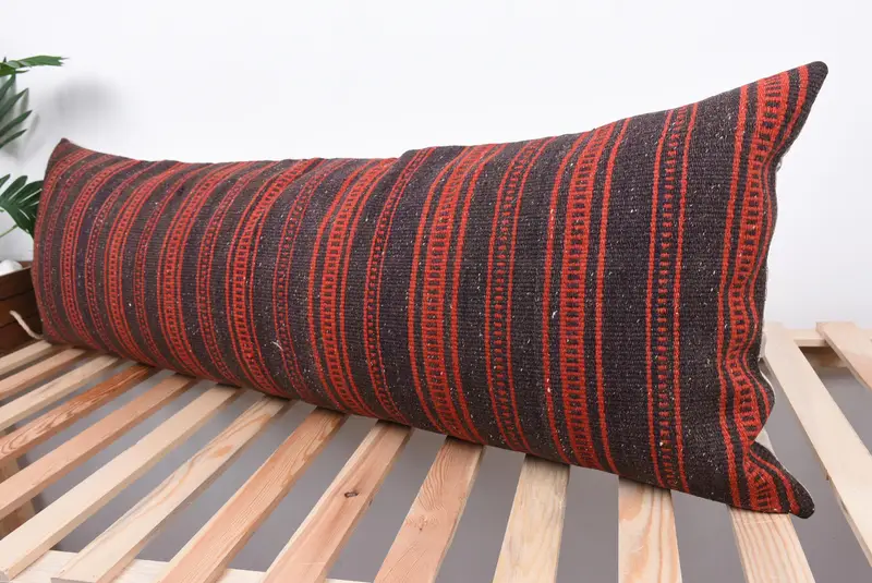 Pillow for Sofa, Pillow, Armchair Cushion Cover, 16x48 Brown Pillow Cover, Custom Cushion Case, Turkish Pillow, Throw Kilim Pillow - 5