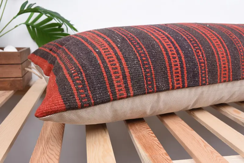 Pillow for Sofa, Pillow, Armchair Cushion Cover, 16x48 Brown Pillow Cover, Custom Cushion Case, Turkish Pillow, Throw Kilim Pillow - 6
