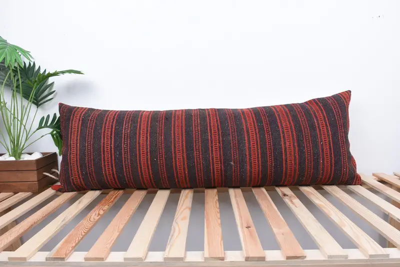 Pillow for Sofa, Pillow, Armchair Cushion Cover, 16x48 Brown Pillow Cover, Custom Cushion Case, Turkish Pillow, Throw Kilim Pillow - 1