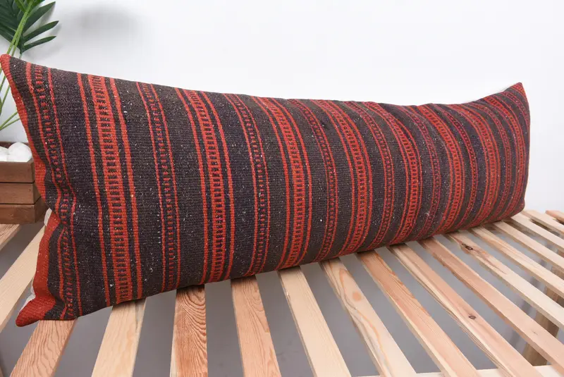 Pillow for Sofa, Pillow, Armchair Cushion Cover, 16x48 Brown Pillow Cover, Custom Cushion Case, Turkish Pillow, Throw Kilim Pillow - 4
