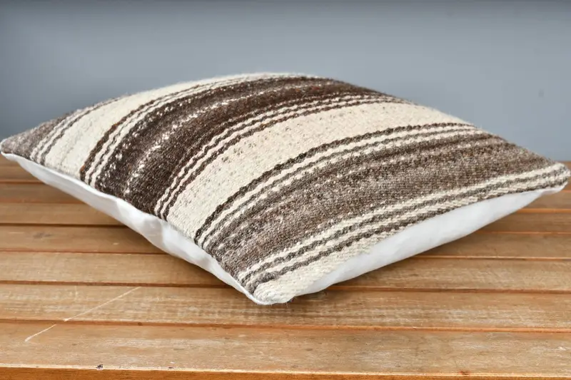 Handmade Kilim Cushion, Cozy Throw Pillow, Pillow Case, Boho Pillow Sham Cover, 12x12 Beige Cushion Case, Pillow for Couch - 3