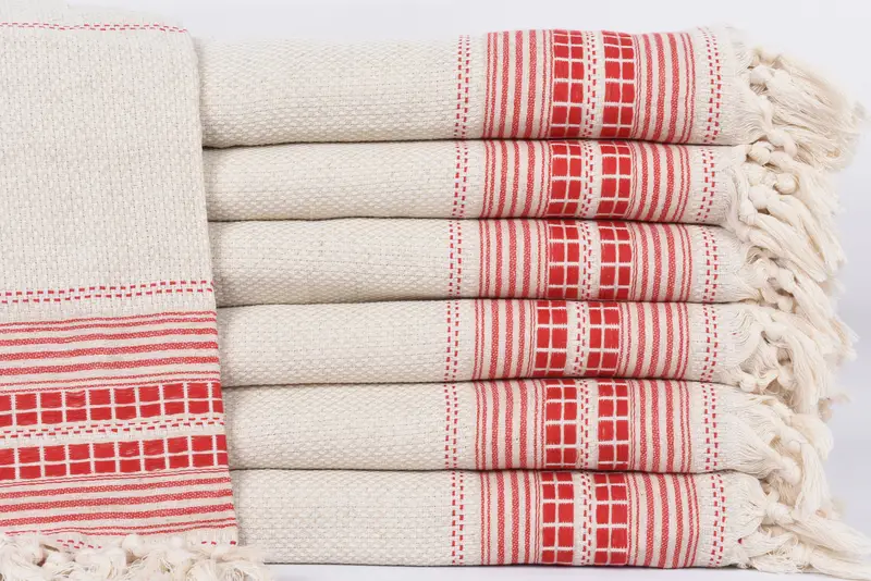 Girl Trip Red Striped Blanket, 95x93 Inches, Embroidered Cotton
