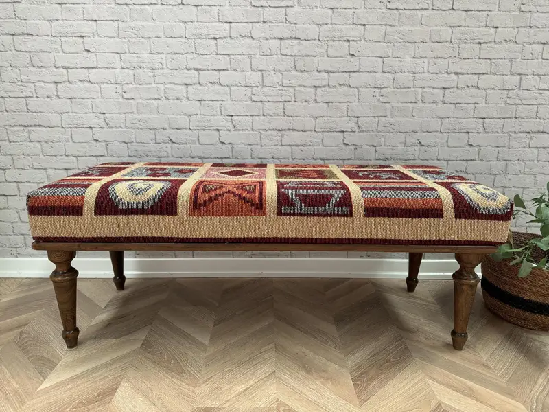 Conjunto de sofás modulares con diseño inspirado en Kilim, otomanos de mezcla de lana turca