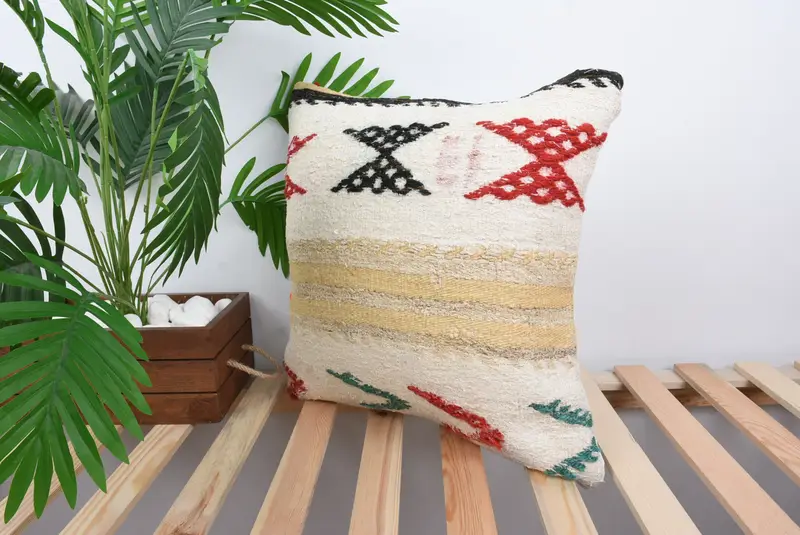 Vintage Pillow, Gift Pillow, Tribal Pillow Cover, Vintage Kilim Pillow, Patio Pillow, Pillow Cover, Custom Pillow Cover, 18x18 White Pillow - 5