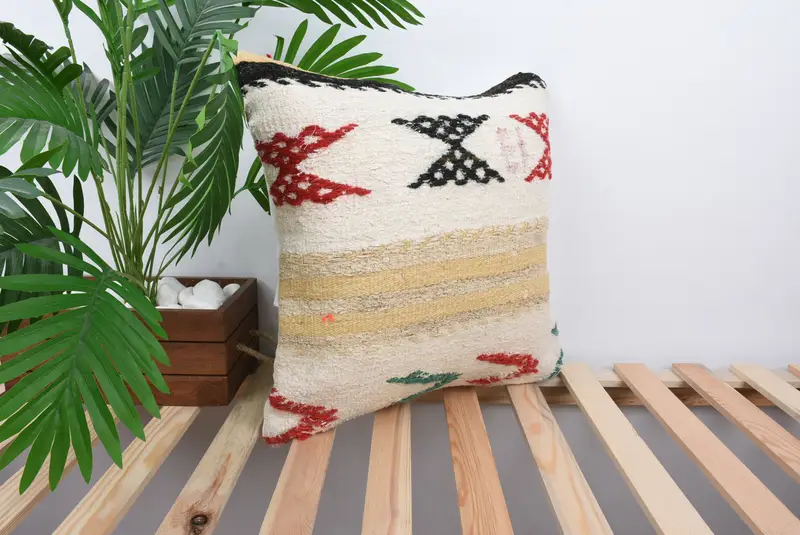 Vintage Pillow, Gift Pillow, Tribal Pillow Cover, Vintage Kilim Pillow, Patio Pillow, Pillow Cover, Custom Pillow Cover, 18x18 White Pillow - 4