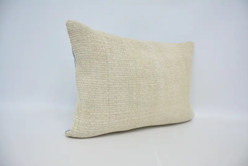White Embroidered Throw Pillow, 20x28 Inches Pillow with Geometric Pattern - 3