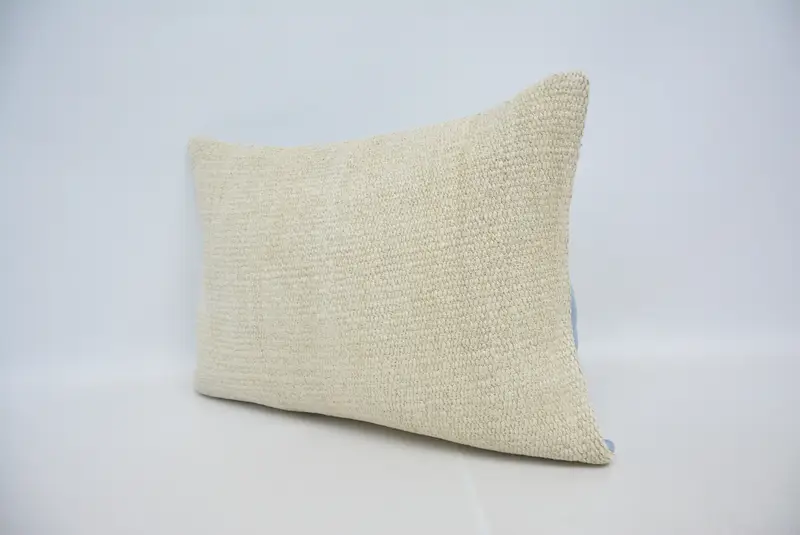 White Embroidered Throw Pillow, 20x28 Inches Pillow with Geometric Pattern - 4