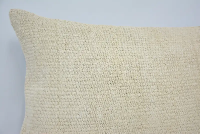 White Embroidered Throw Pillow, 20x28 Inches Pillow with Geometric Pattern - 2