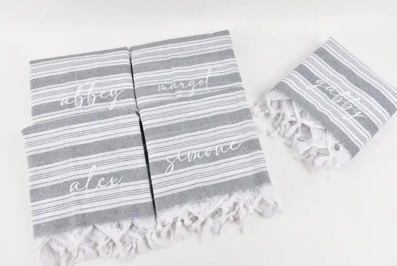 Large Turkish Towel, Wedding Favors, 70x40 Cotton Striped Towel, Spa Towel, Custom Towel, Wedding Shower Gift, Halloween Bachelorette Party Favors - 2