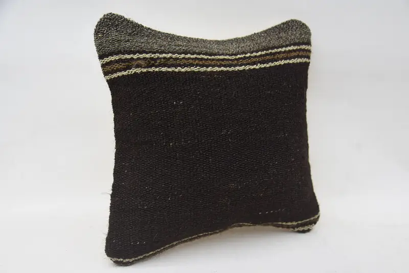 Kilim Rug Cushion Case, Pillow Sham, Anatolian Cushion, Gift Pillow, Pillow for Couch, Vintage Kilim Pillow, 12x12 Brown Pillow Sham - 2