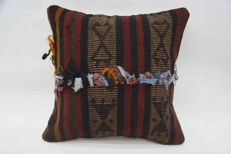 Small Square Red Vintage Pillow Sham, Gift Art Deco 14x14 inch Pillow - 1