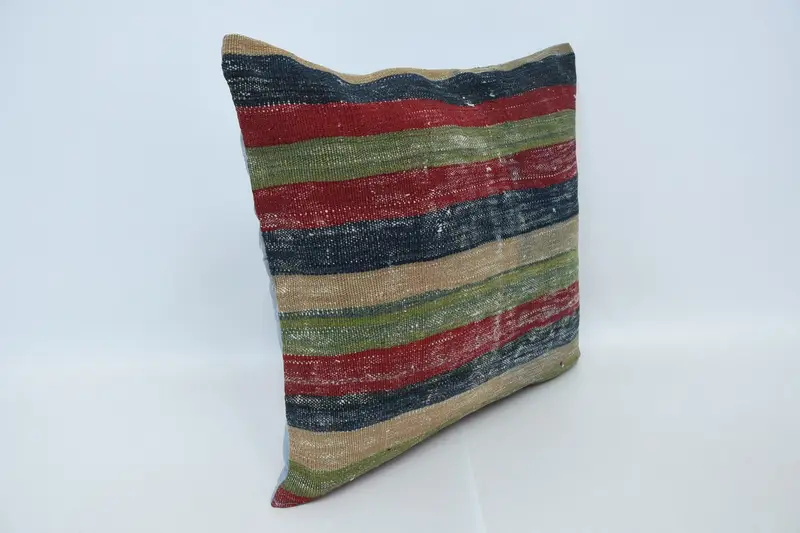 Handmade Rug Seat Pillow Sham, Cushion Case, 24x24 Green Pillow Sham, Vintage Kilim Pillow, Kilim Pillow Cover, Bright Cushion Cover, Gift Pillow - 3