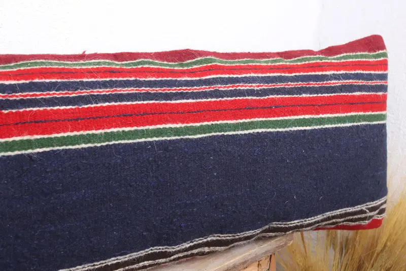 Pillow Cover, 12x48 Blue Cushion Cover, Turkish Pillow, Ethnic Pillow Case, Vintage Kilim Pillow Pillow Case, Boho Pillow, Kilim Cushion Sham - 5
