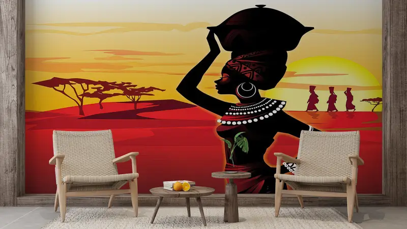 Wall Paper Peel and Stick, African Mural, Girl Wall Painting, Bright Wall Paper, Modern Wall Paper, Woman Wall Poster, - 10