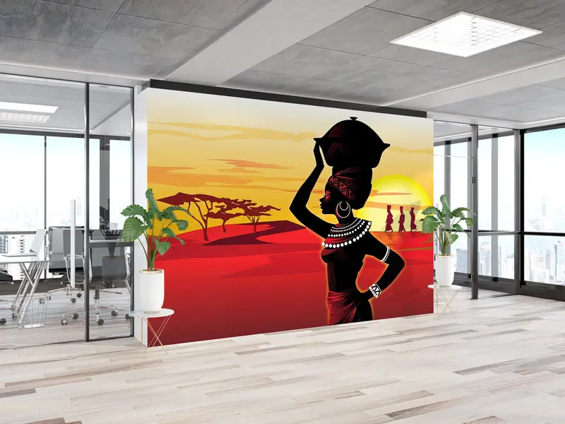 Wall Paper Peel and Stick, African Mural, Girl Wall Painting, Bright Wall Paper, Modern Wall Paper, Woman Wall Poster, - 5