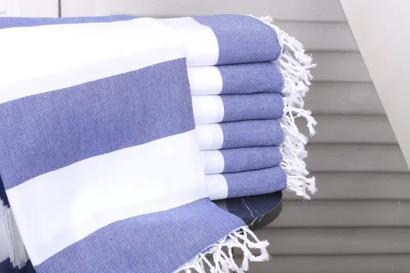 Beach Towel Navy Cotton Bachelorette Gift, 40x71 Inches