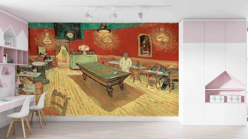 Billiards Table Wall Decals, The Night Cafe by Van Gogh Wall Decals, Vincent Van Gogh Wall Stickers, Reproduction Wall Painting, Gogh Art, - 4