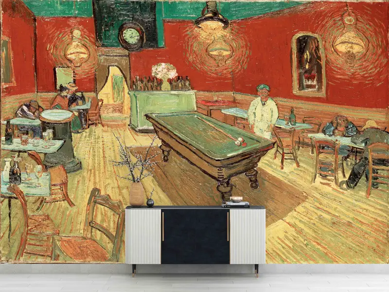 Billiards Table Wall Decals, The Night Cafe by Van Gogh Wall Decals, Vincent Van Gogh Wall Stickers, Reproduction Wall Painting, Gogh Art, - 2