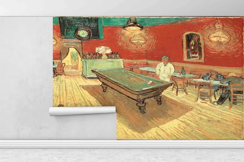 Billiards Table Wall Decals, The Night Cafe by Van Gogh Wall Decals, Vincent Van Gogh Wall Stickers, Reproduction Wall Painting, Gogh Art, - 1