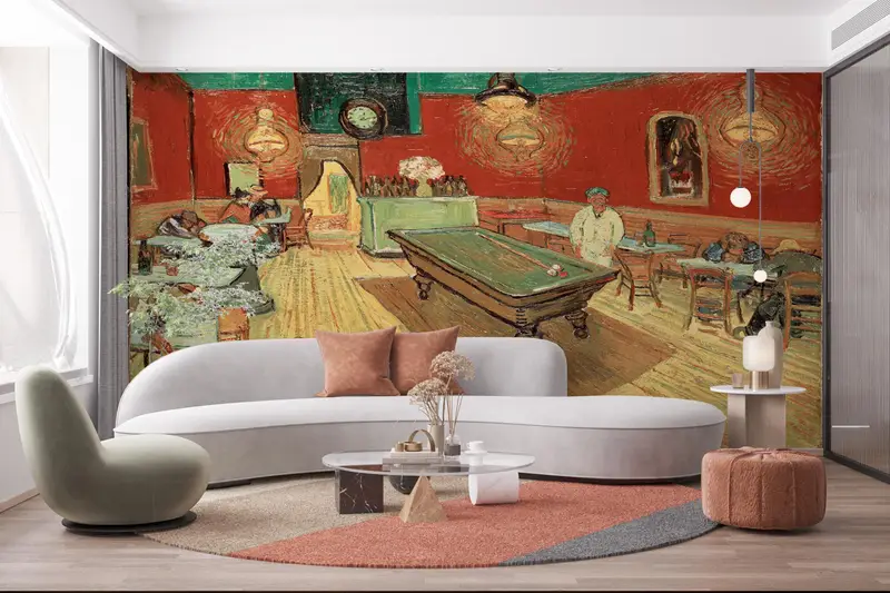 Billiards Table Wall Decals, The Night Cafe by Van Gogh Wall Decals, Vincent Van Gogh Wall Stickers, Reproduction Wall Painting, Gogh Art, - 6